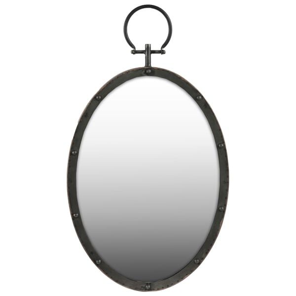 Gloss Finish Black Metal Oval Wall Mirror With Metal Hanger – Overstock Intended For Glossy Black Wall Mirrors (View 8 of 15)