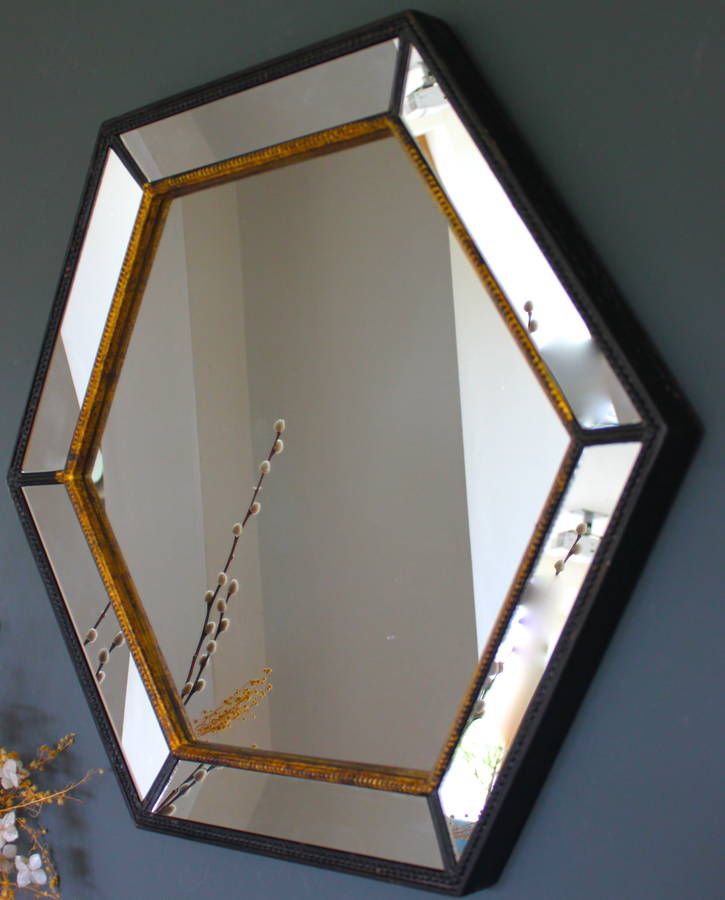 Gold Edged Hexagonal Vintage Wall Mirrorthe Forest & Co Within Antique Gold Cut Edge Wall Mirrors (View 15 of 15)
