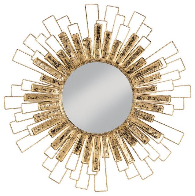 Gold Foil Sunburst Wall Mirror – Contemporary – Wall Mirrors – For Brylee Traditional Sunburst Mirrors (Photo 10 of 15)