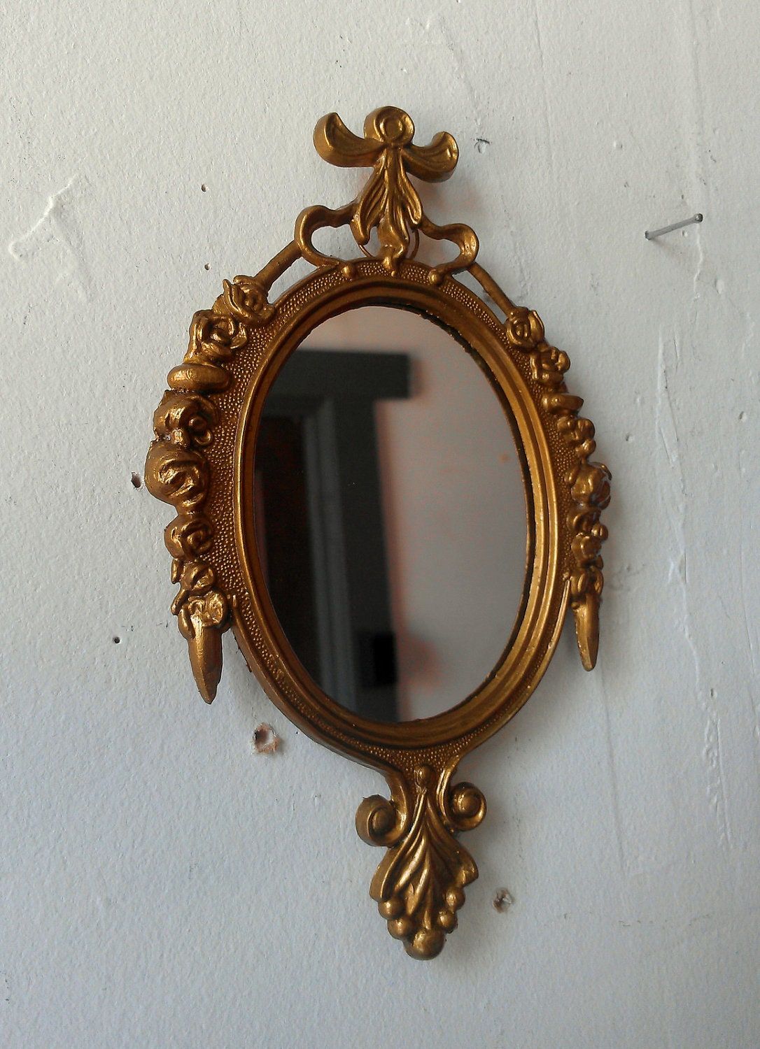 Gold Framed Mirror Set Of Three In Small Ornate Vintage Frames With Regard To Antique Gold Scallop Wall Mirrors (View 8 of 15)