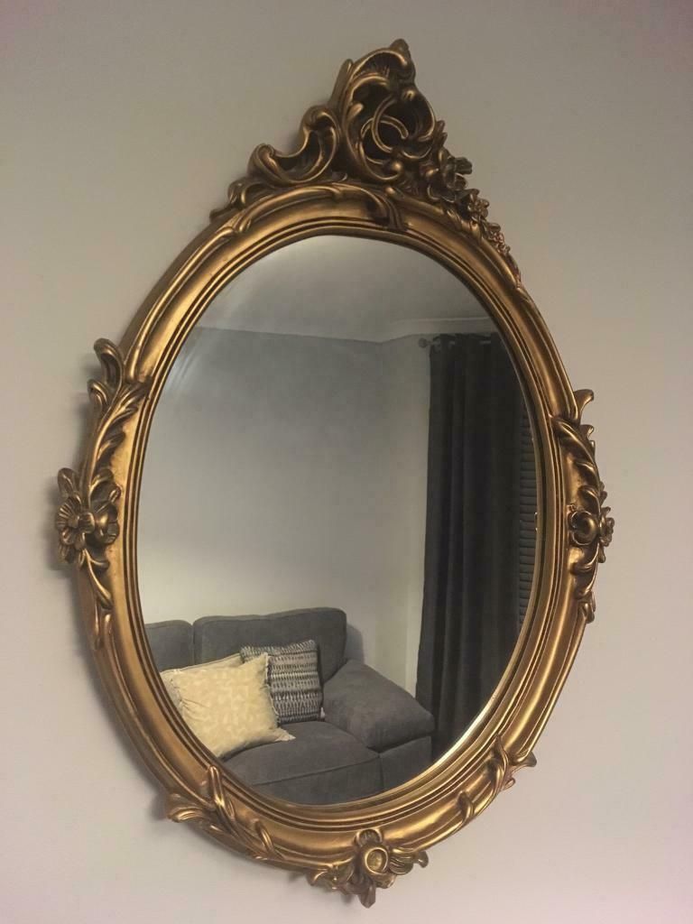 Gold Framed Plaster Oval Wall Mirror, Ornate, Rococo Style | In Throughout Pfister Oval Wood Wall Mirrors (View 3 of 15)