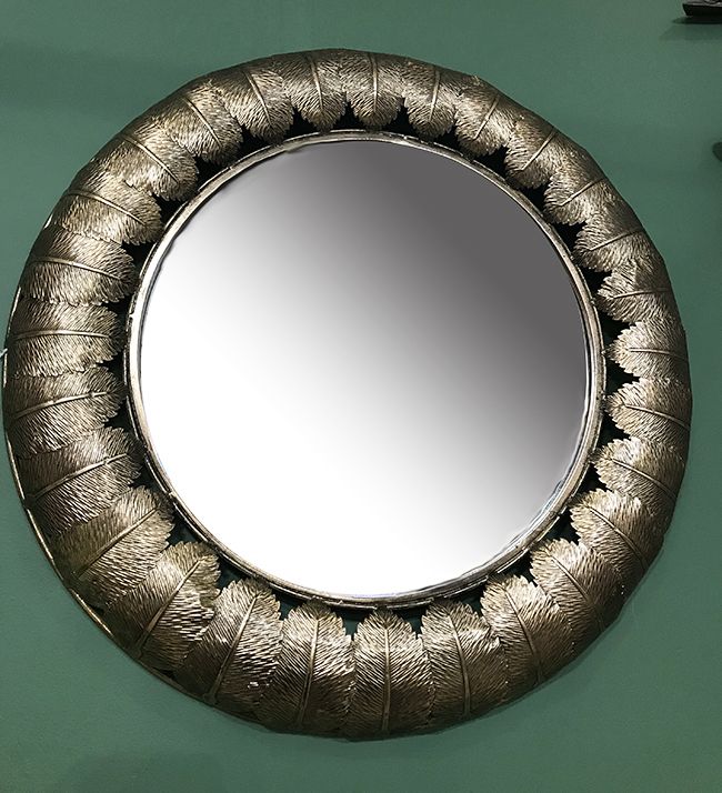 Gold Leaves Circular Metal Mirror With Gold Leaf And Black Wall Mirrors (View 6 of 15)