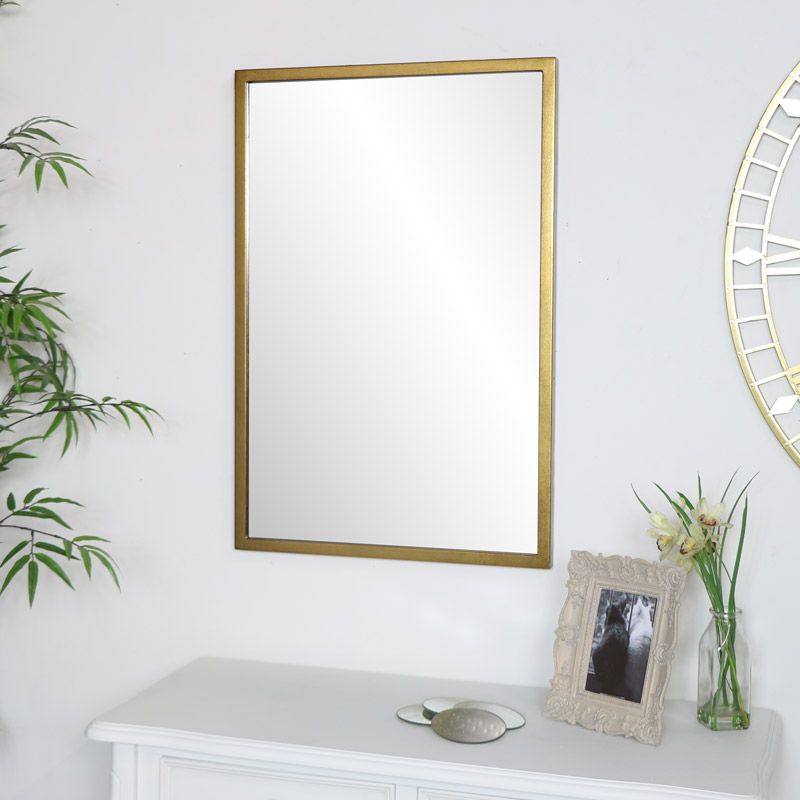 Gold Rectangle Wall Mirror 50cm X 75cm – Windsor Browne Inside Dark Gold Rectangular Wall Mirrors (View 3 of 15)