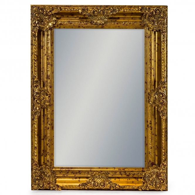 Gold Rectangular Antique French Style Mirror | French Style Mirrors Pertaining To Warm Gold Rectangular Wall Mirrors (View 9 of 15)