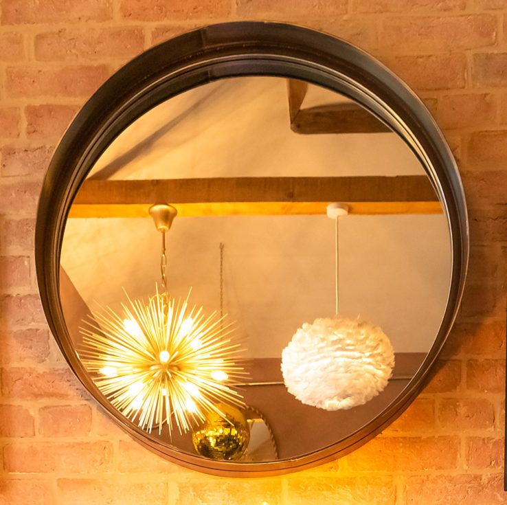 Gold Round Rim Mirror Large | Wall Mirror | Margo & Plum Regarding Shiny Black Round Wall Mirrors (View 14 of 15)