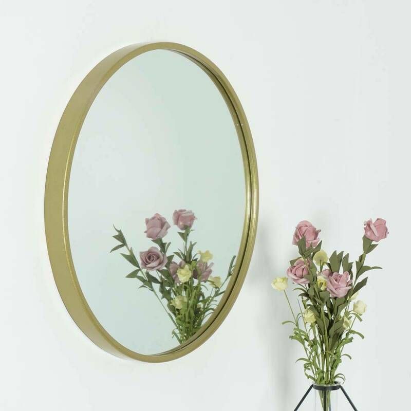 Gold Round Wall Mirror Bathroom Frame Mirror Iron Wall Mounted Mirror Inside Karn Vertical Round Resin Wall Mirrors (View 9 of 15)