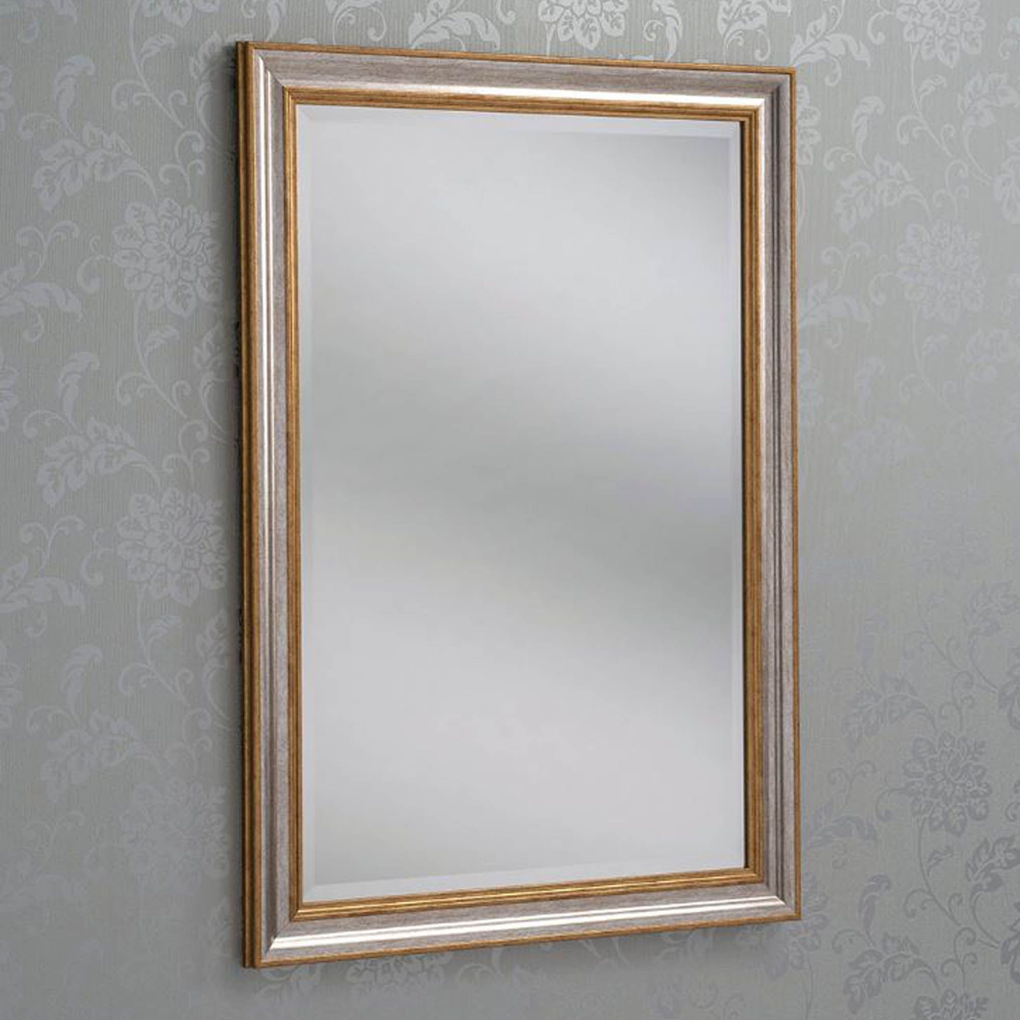 Gold & Silver Rectangular Wall Mirror | Wall Mirror Hd365 Intended For Brushed Gold Rectangular Framed Wall Mirrors (View 2 of 15)