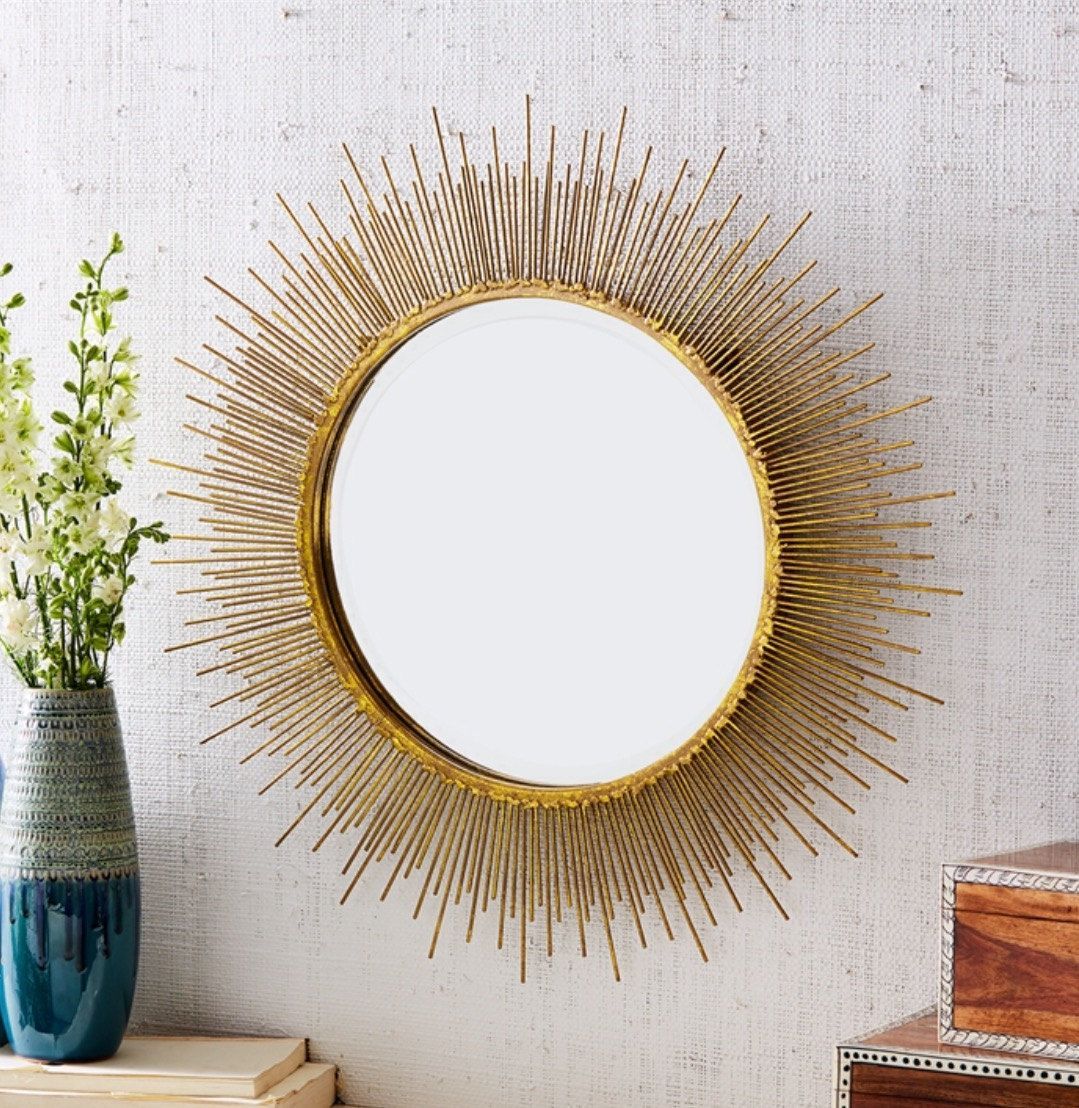Gold Starburst Wall Mirrorthistleshomeaccents On Etsy | Starburst Pertaining To Orion Starburst Wall Mirrors (View 10 of 15)