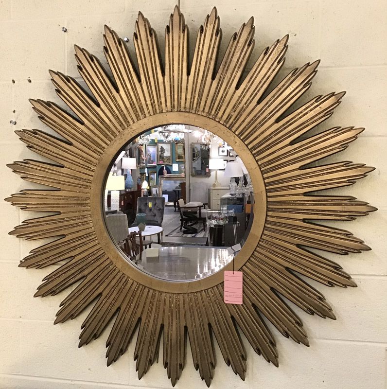 Gold Sunburst Pattern Mirror – Antique And Art Consignment | Highwood With Regard To Brylee Traditional Sunburst Mirrors (Photo 3 of 15)