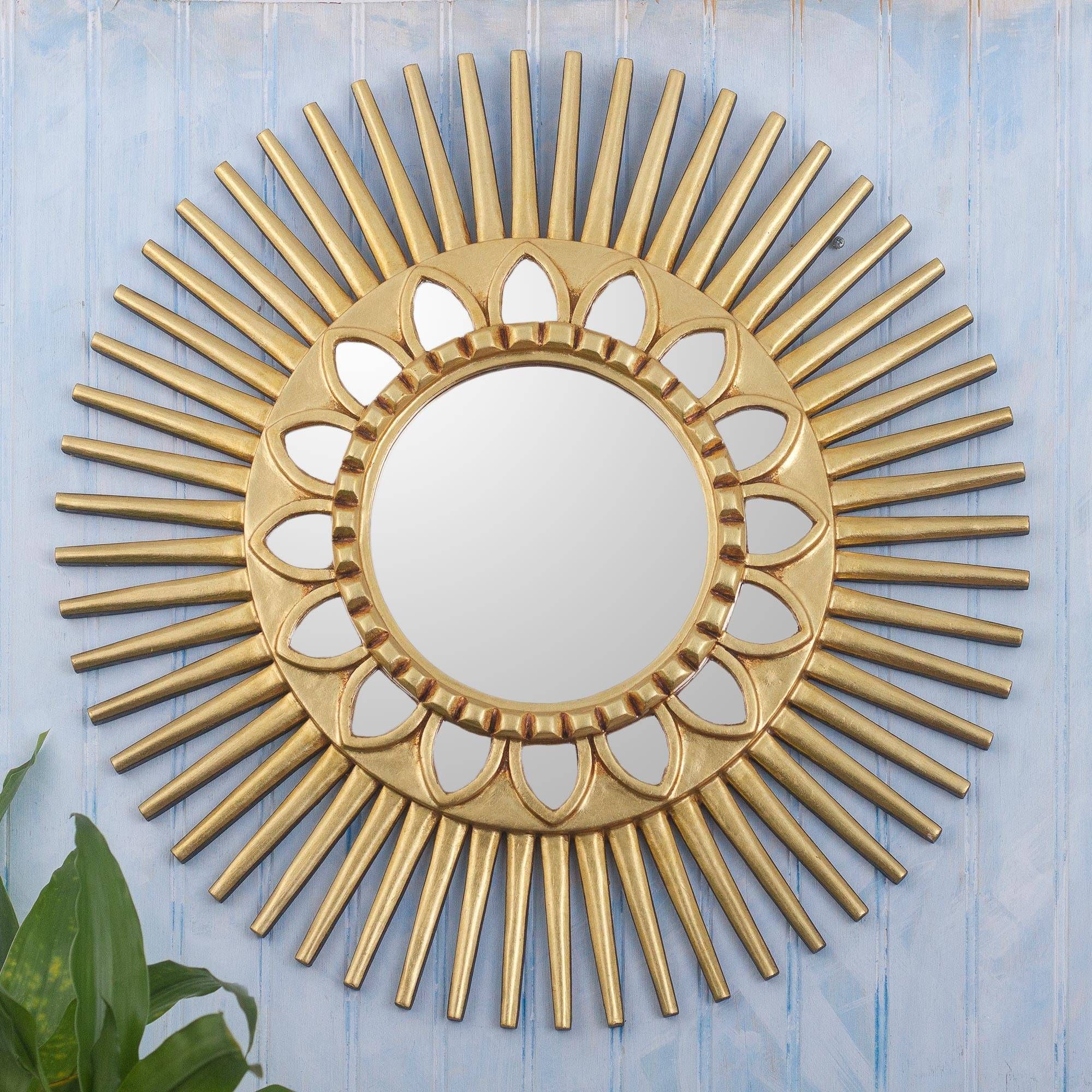 Gold Toned Mirrored Wall Accent – Solar Cathedral | Novica With American Made Accent Wall Mirrors (View 14 of 15)