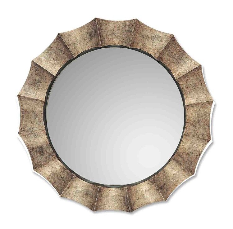 Gotham Round Mirror | Uttermost | Silver Antique Mirror, Silver Mirrors In Silver Leaf Round Wall Mirrors (View 11 of 15)