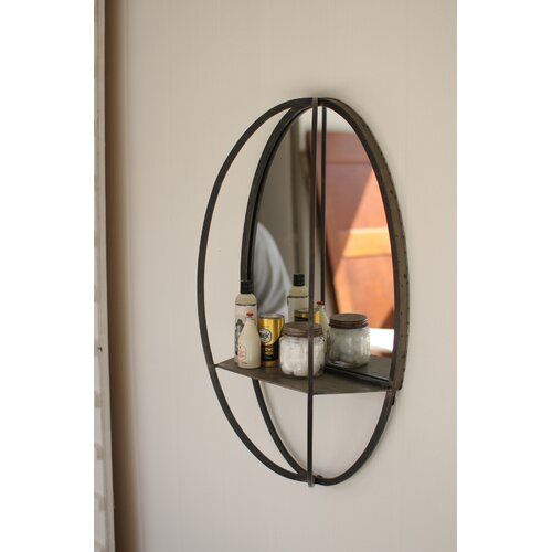 Gracie Oaks Houchin Cottage / Country Accent Mirror With Shelf | Wayfair With Yatendra Cottage/country Beveled Accent Mirrors (View 3 of 15)