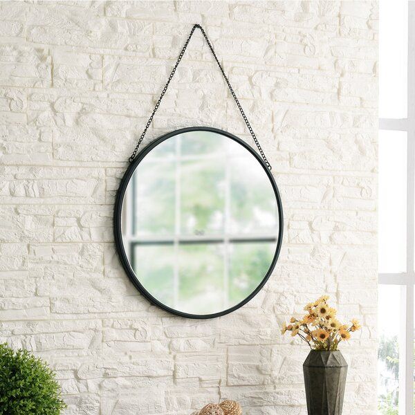 Gracie Oaks Round Mirror Circle Wall Hanging Mirror 20 Inch, Black Within Woven Metal Round Wall Mirrors (View 10 of 15)