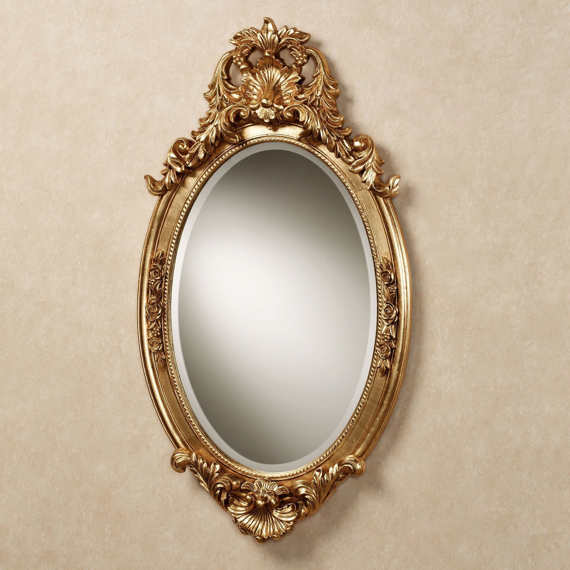 Hallandale Acanthus Leaf Oval Wall Mirror Intended For Oval Metallic Accent Mirrors (View 2 of 15)