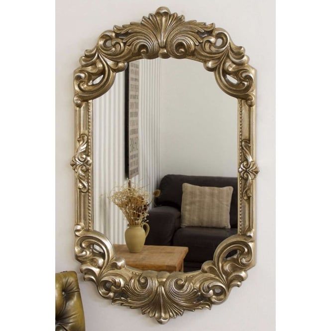 Hardy Antique Silver Rococo Design Wall Mirror – Accessories From For Antiqued Silver Quatrefoil Wall Mirrors (View 4 of 15)
