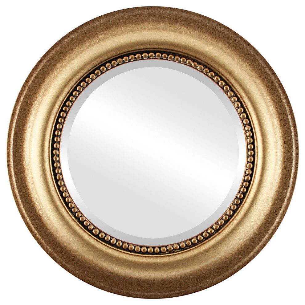 Heritage Framed Round Mirror In Desert Gold – Traditional – Wall For Gold Rounded Edge Mirrors (View 2 of 15)
