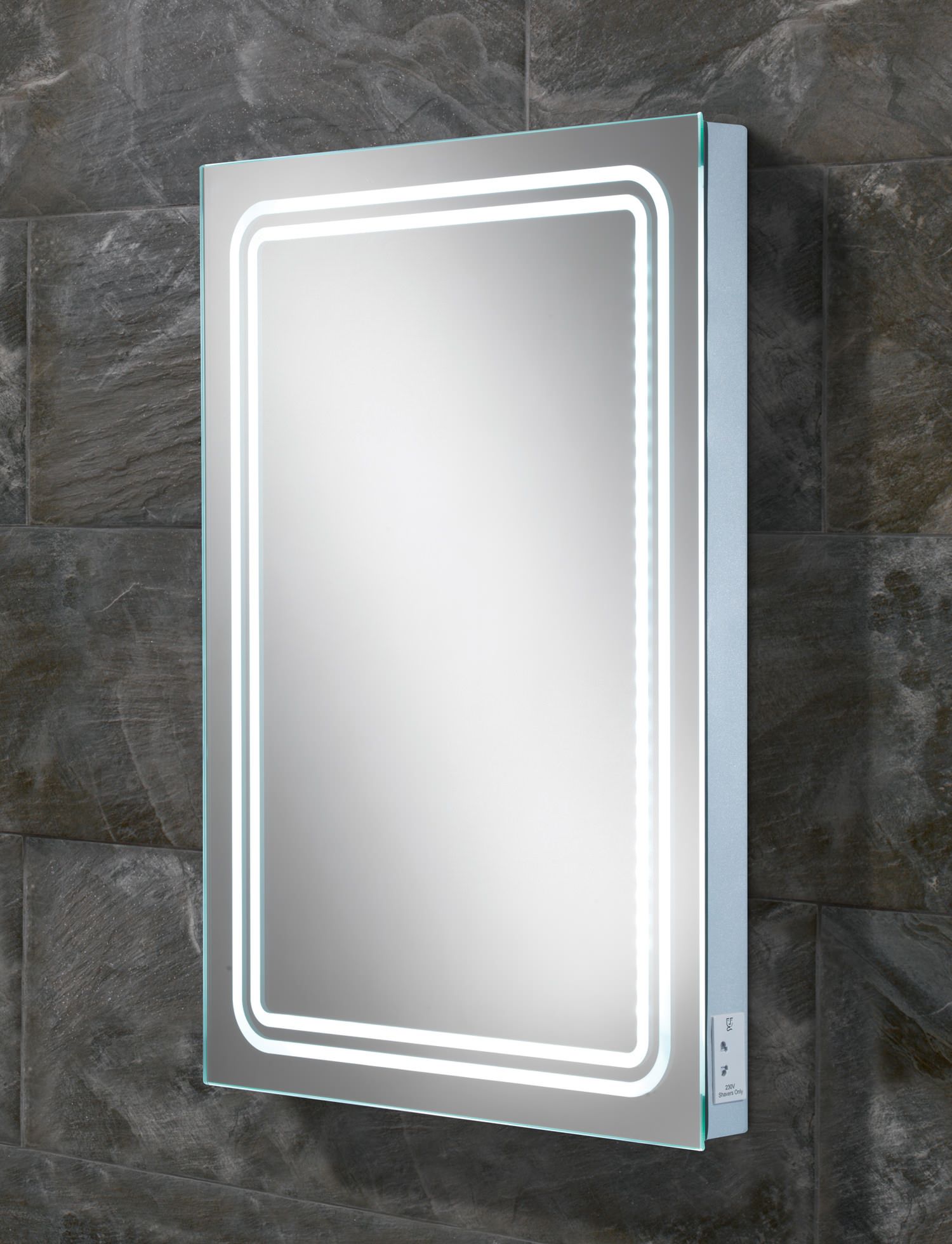 Hib Rotary Led Back Lit Mirror With Shaver Socket | 77416000 | 77416000 Intended For Back Lit Freestanding Led Floor Mirrors (View 15 of 15)