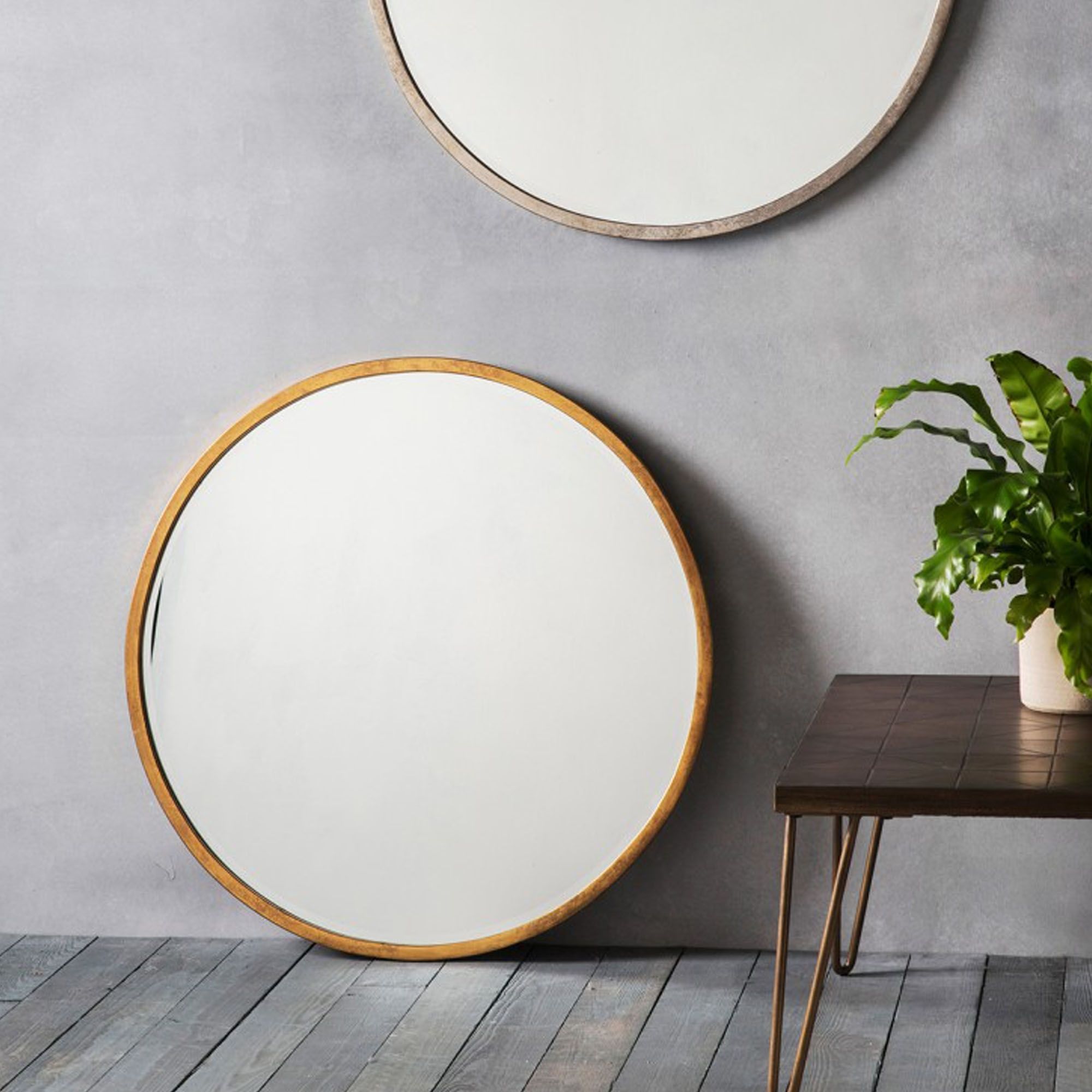 Higgins Antique Gold Round Wall Mirror | Wall Mirrors | Homesdirect365 Intended For Shiny Black Round Wall Mirrors (View 2 of 15)