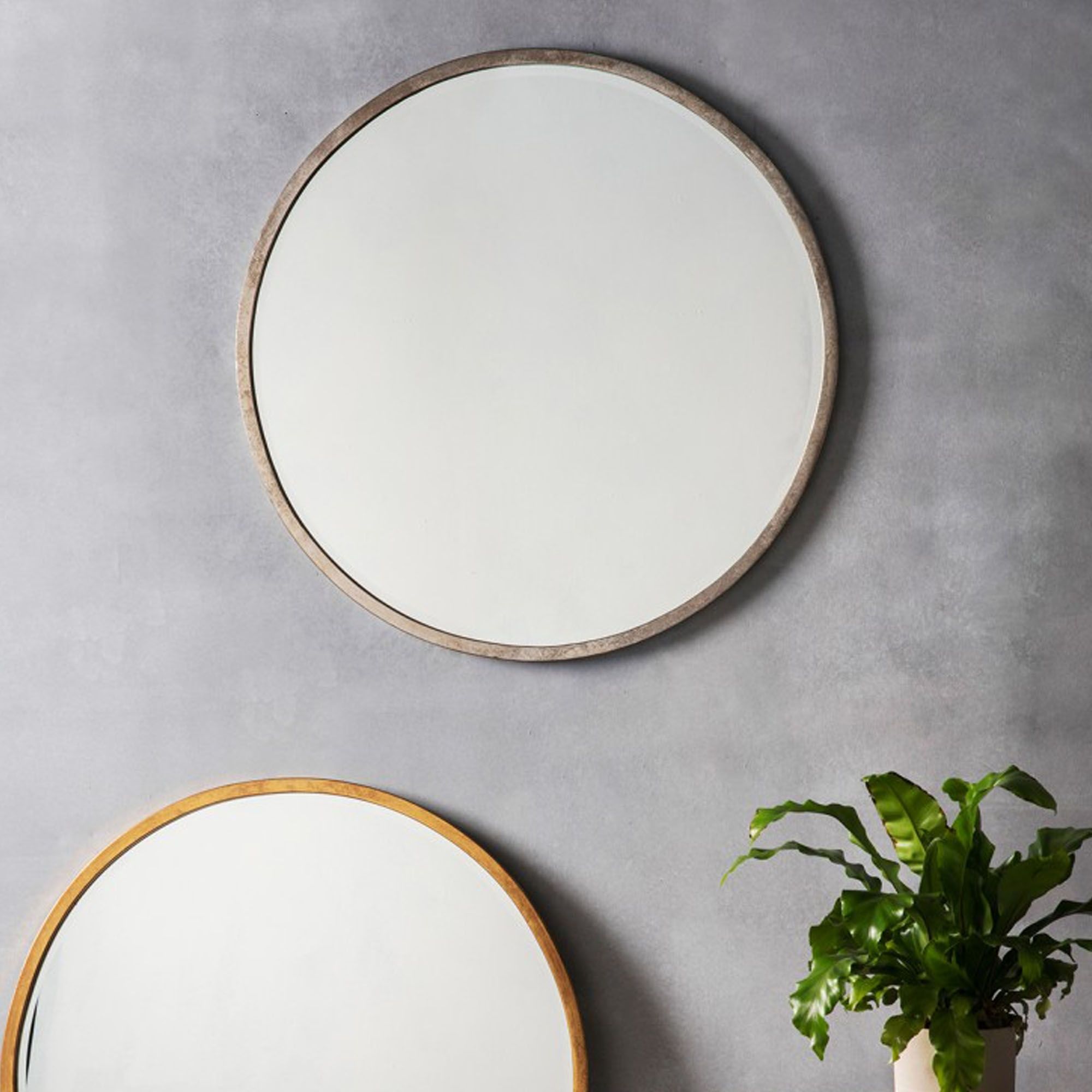 Higgins Antique Silver Round Wall Mirror |wall Mirrors| Homesdirect365 In Scalloped Round Modern Oversized Wall Mirrors (View 9 of 15)
