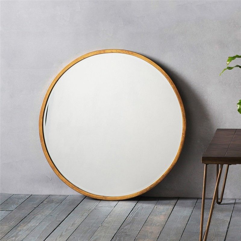 Higgins Metal Frame Round Wall Mirror, 80cm, Antique Gold Throughout Round Metal Luxe Gold Wall Mirrors (View 8 of 15)