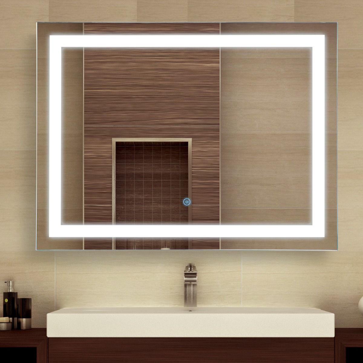 Homcom Lighted Bathroom Mirror Touch Activated 32" Illuminated Bathroom With Front Lit Led Wall Mirrors (View 2 of 15)