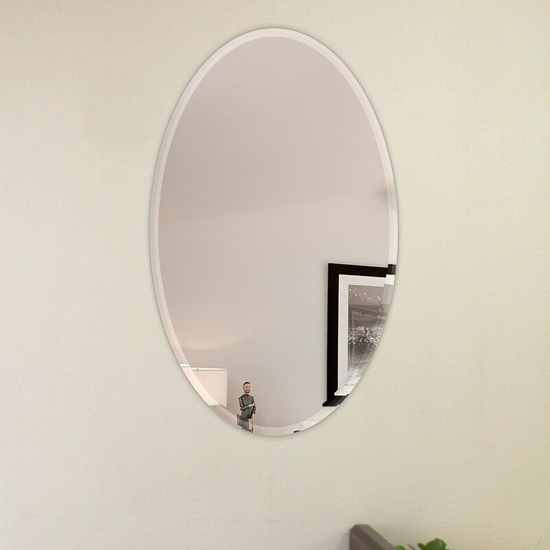 House Of Hampton® Gilman Oval Beveled Polish Frameless Wall Mirror With With Regard To Frameless Tri Bevel Wall Mirrors (View 13 of 15)
