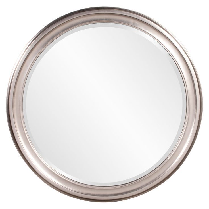 Howard Elliott Collection George Brushed Nickel Round Mirror 53045 Inside Brushed Nickel Round Wall Mirrors (View 14 of 15)