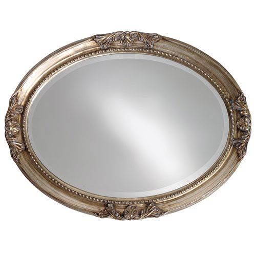 Howard Elliott Collection Queen Ann Antique Silver Oval Leaf Mirror For Antique Silver Oval Wall Mirrors (View 9 of 15)
