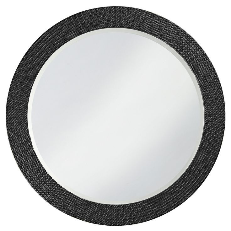 Howard Elliott Lancelot Glossy Metallic Black Round Mirror | Black With Glossy Black Wall Mirrors (View 9 of 15)
