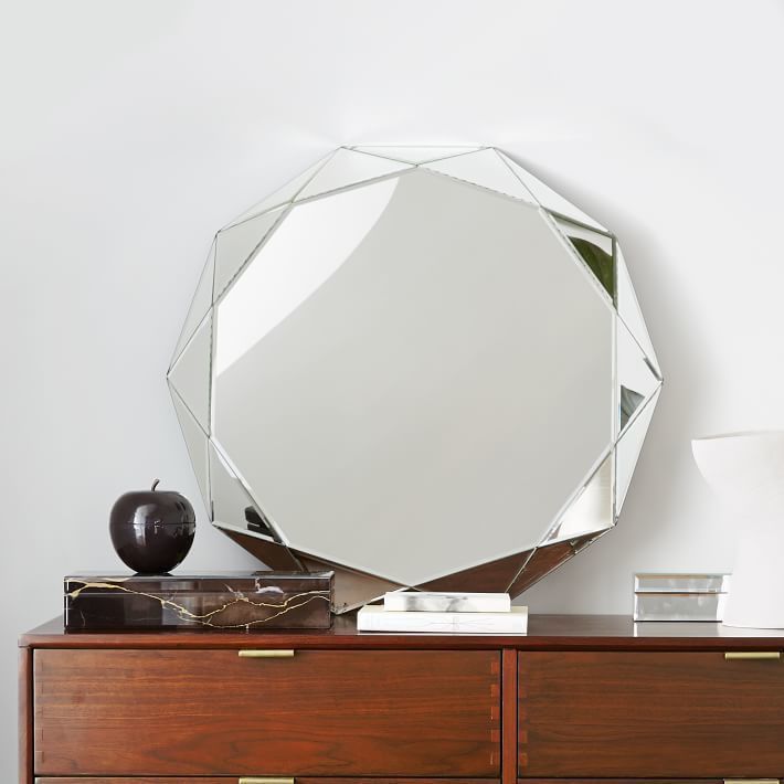 I Saw This In Person And Had To Have It! West Elm Faceted Mirror Inside Emerald Cut Wall Mirrors (View 10 of 15)