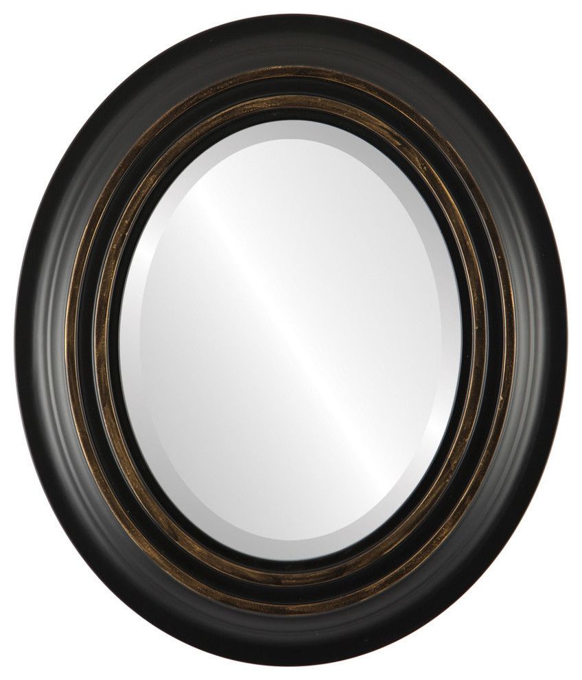Imperial Framed Oval Mirror In Matte Black With Gold – Traditional Intended For Matte Black Round Wall Mirrors (View 12 of 15)