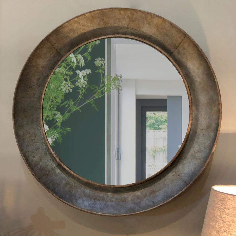 Industrial Round Kimberley Wall Mirror | Mirror Wall, Wooden Mirror, Mirror Intended For Wood Rounded Side Rectangular Wall Mirrors (View 5 of 15)