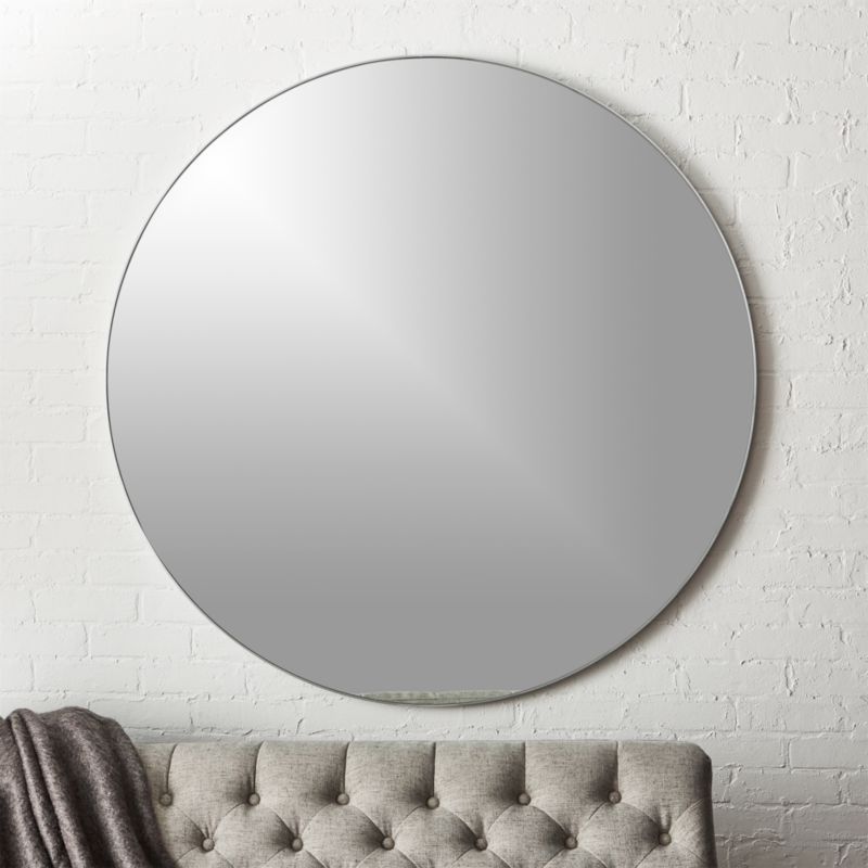 Infinity Silver Round Wall Mirror 48" + Reviews | Cb2 | Round Wall Inside Silver Rounded Cut Edge Wall Mirrors (View 2 of 15)