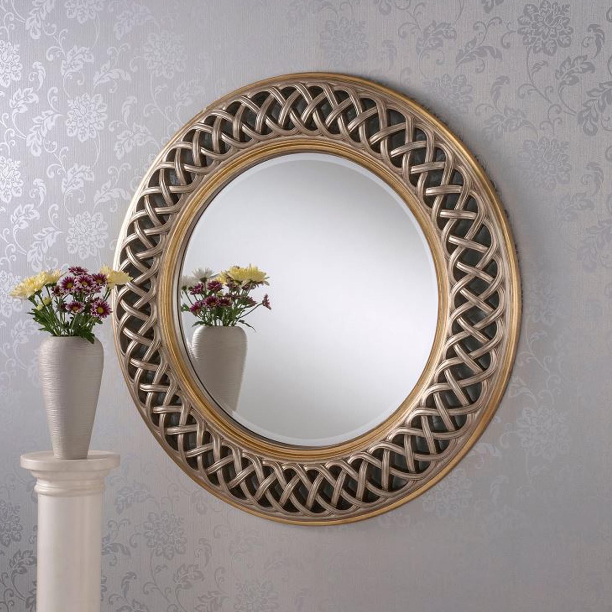 Interlocking Lace Silver/gold Decorative Wall Mirror | Homesdirect365 Pertaining To Silver Asymmetrical Wall Mirrors (View 15 of 15)