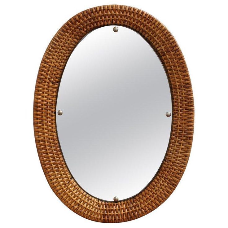 Italian Wicker Rattan Oval Shaped Wall Mirror (circa 1960s) | Mirror Within Black Oval Cut Wall Mirrors (View 8 of 15)