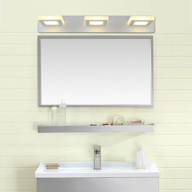 Juno New 3 Square White Wall Mount Led Lighted Mirrors For Makeup Within White Square Wall Mirrors (View 9 of 15)