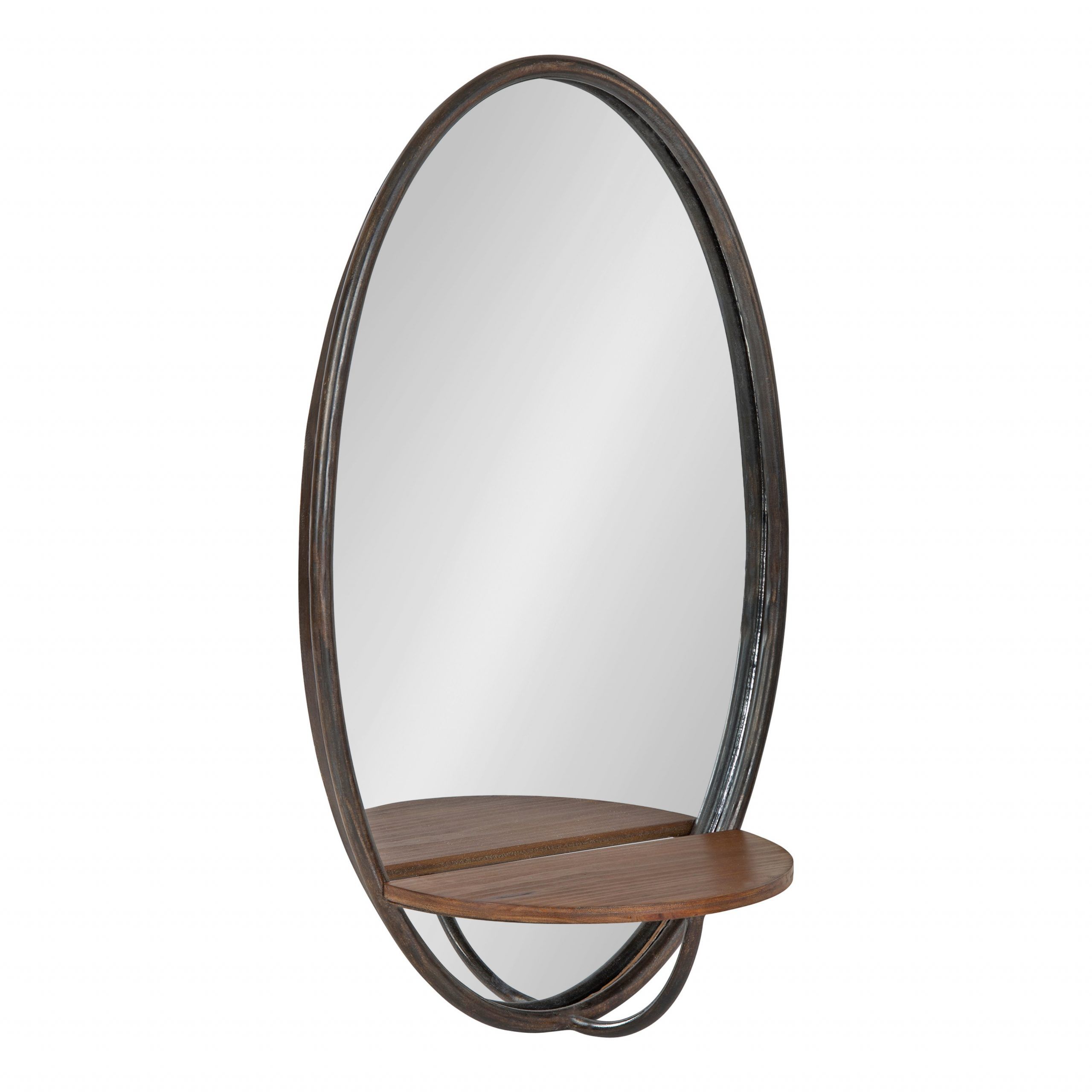 Kate And Laurel Gita Rustic Oval Wall Mirror With Shelf, 15" X 24 Pertaining To Wooden Oval Wall Mirrors (View 5 of 15)