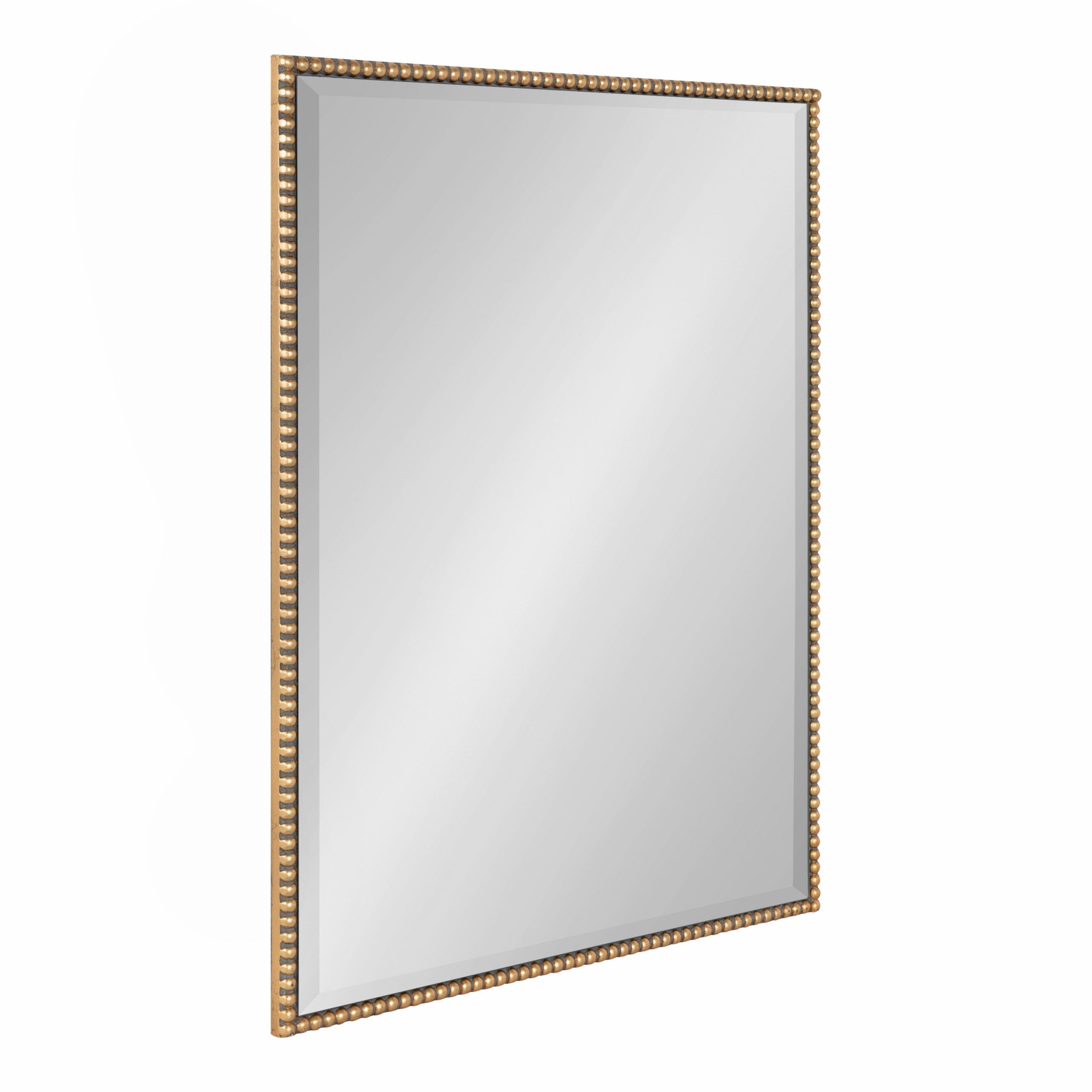 Kate And Laurel Gwendolyn Modern Glam Beaded Framed Rectangle Wall Inside Brushed Gold Rectangular Framed Wall Mirrors (View 14 of 15)