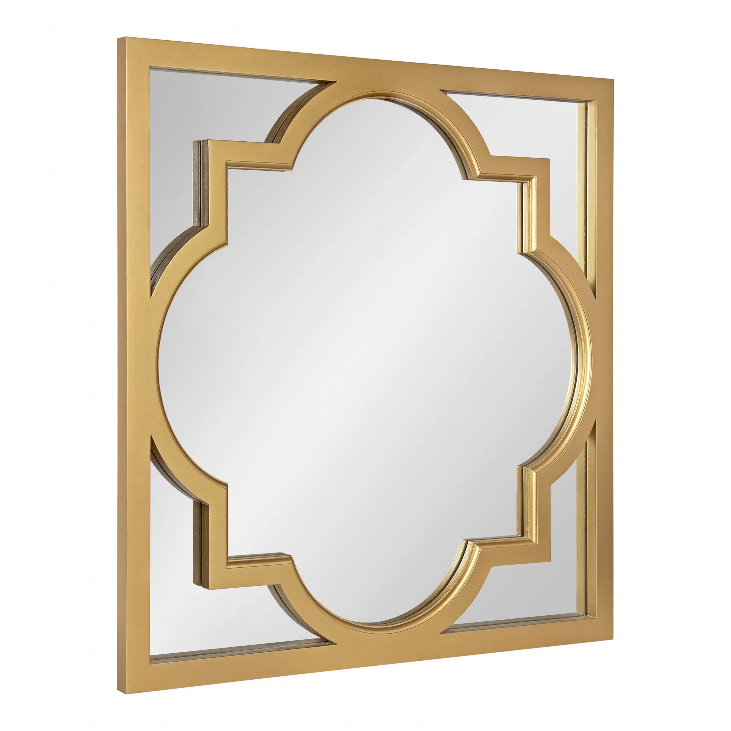 Kate And Laurel Hogan Moroccan Square Framed Mirror, 30" X 30", Gold For Square Modern Wall Mirrors (View 11 of 15)