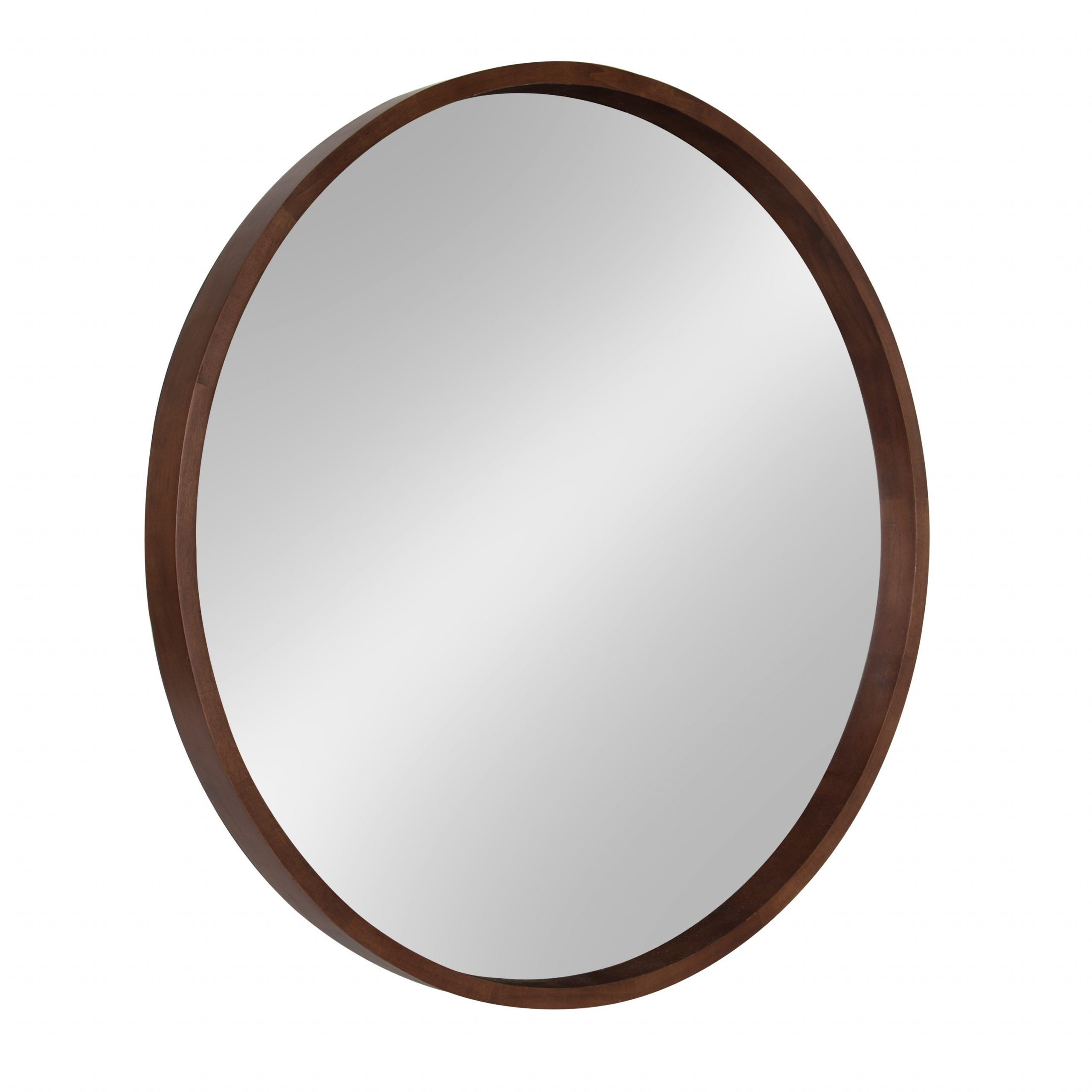 Kate And Laurel Hutton Round Decorative Wood Frame Wall Mirror, 30 Inch Regarding Walnut Wood Wall Mirrors (View 11 of 15)