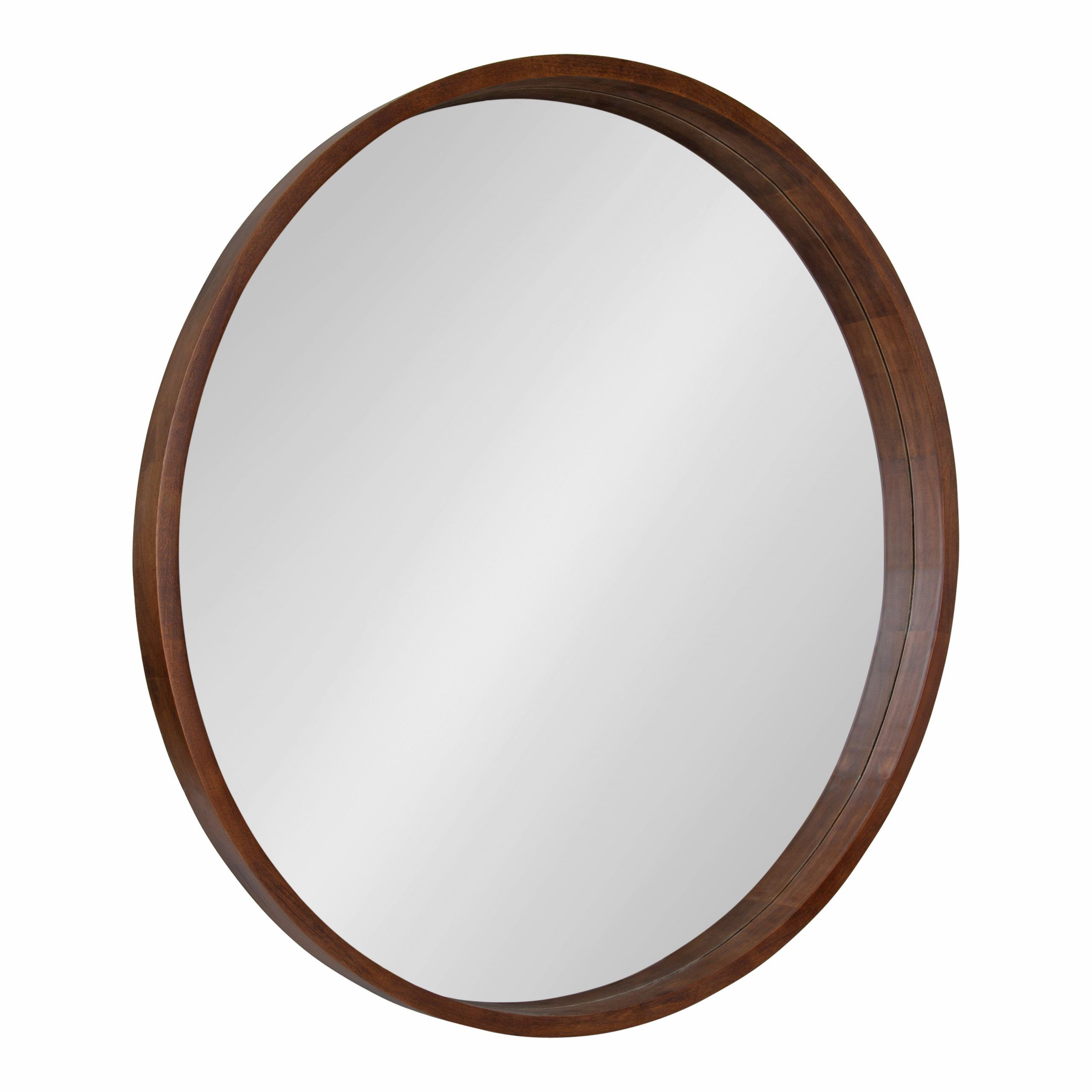 Kate And Laurel Hutton Round Wood Wall Mirror, 36" Diameter, Walnut Regarding Walnut Wood Wall Mirrors (View 8 of 15)