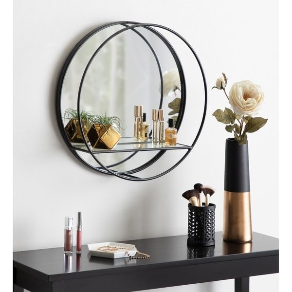 Kate And Laurel Kei Modern Round Accent Mirror With Shelf – 19 Intended For Knott Modern & Contemporary Accent Mirrors (View 9 of 15)