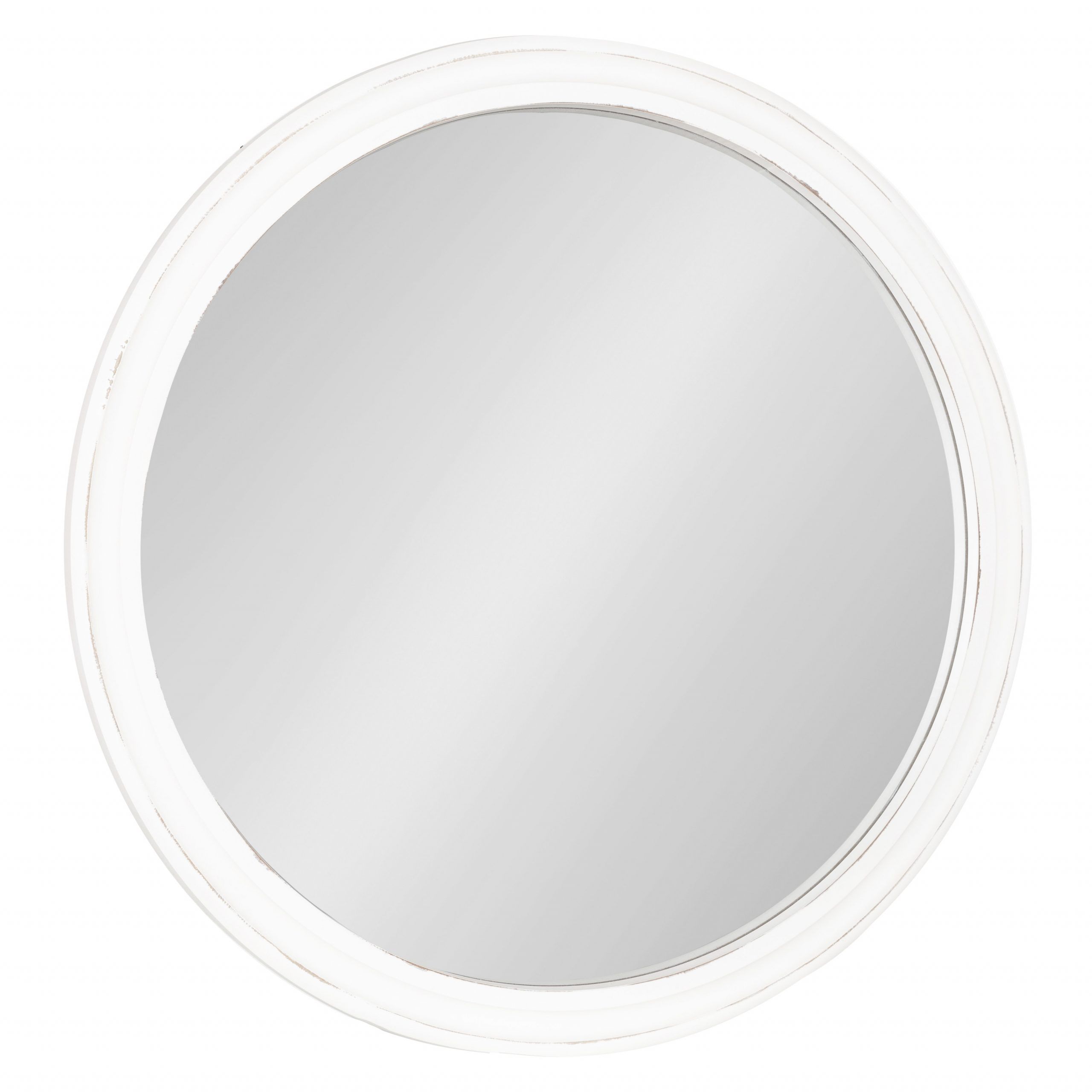 Kate And Laurel Mansell Farmhouse Wood Framed Round Wall Mirror, 28 Within Stitch White Round Wall Mirrors (View 12 of 15)