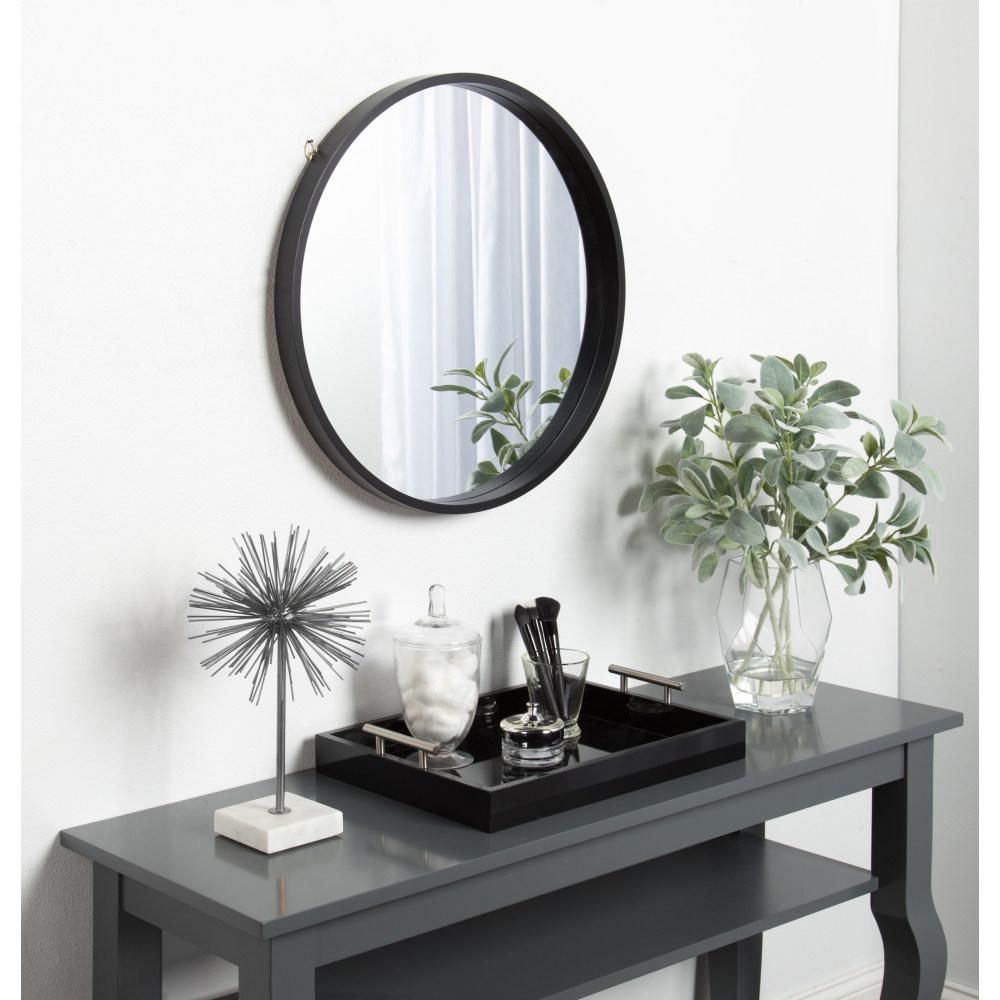 Kate And Laurel Travis Round Black Mirror 211567 – The Home Depot Throughout Black Round Wall Mirrors (View 10 of 15)