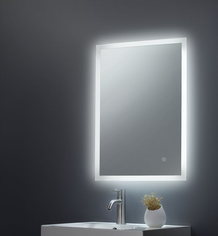 Keenware Kbm 010 Led Frosted Edge Backlit Bathroom Mirror With Demister With Regard To Edge Lit Oval Led Wall Mirrors (View 15 of 15)