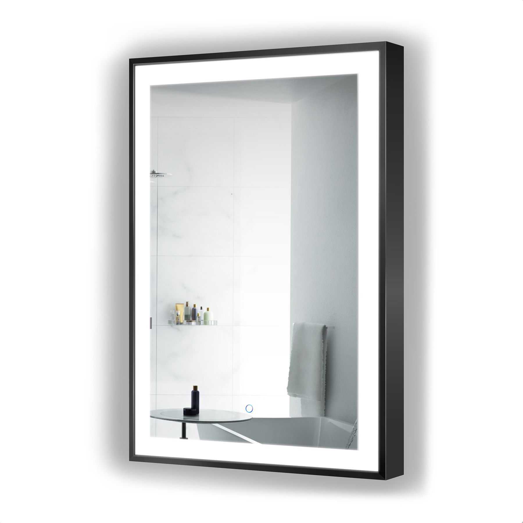Krugg Soho Led Bathroom Mirror 24″ X 36″ Black – Krugg Reflections Usa Regarding Matte Black Octagon Led Wall Mirrors (View 3 of 15)