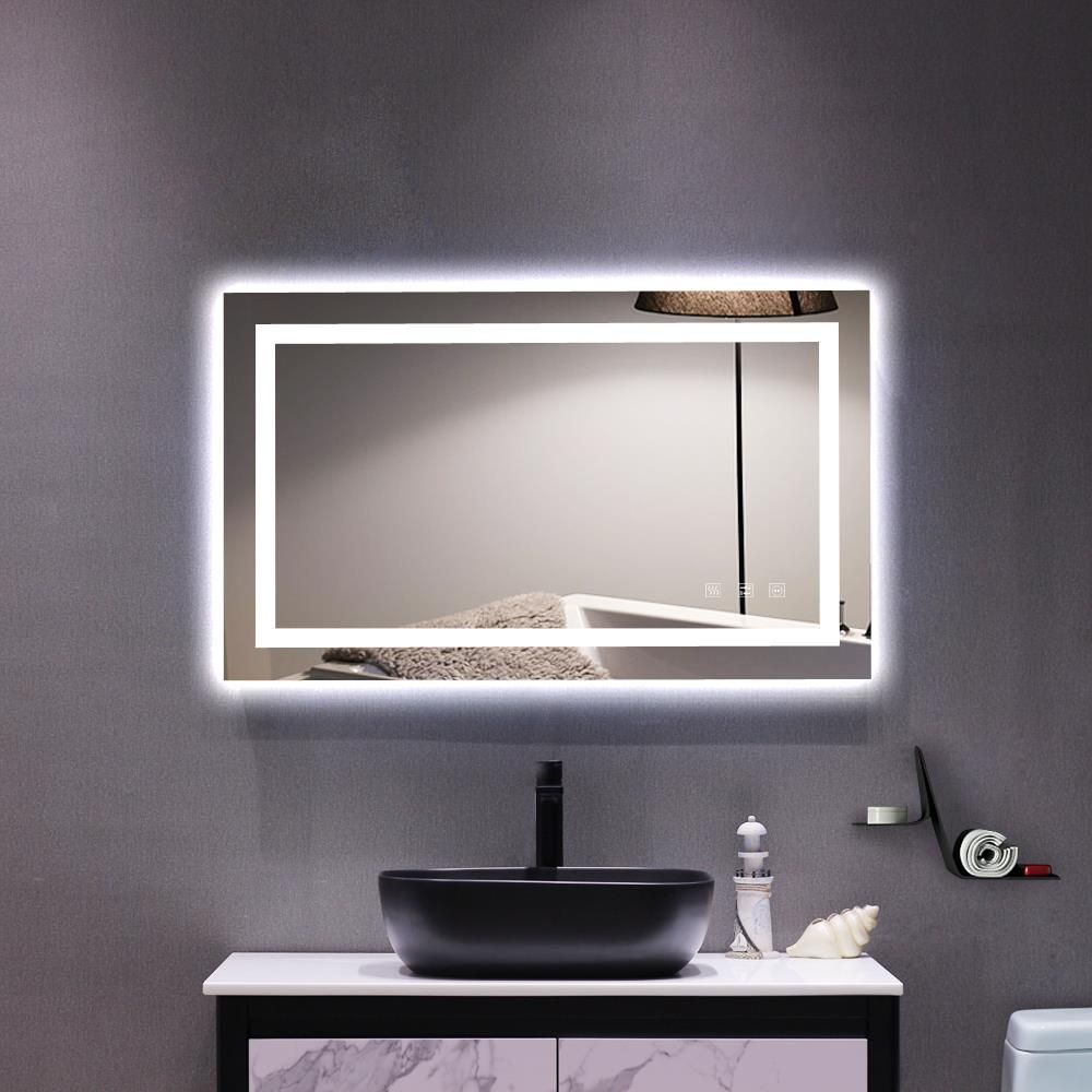 Ktaxon Dimmable Bathroom Mirror Horizontal/vertical Anti Fog Wall In Front Lit Led Wall Mirrors (View 3 of 15)