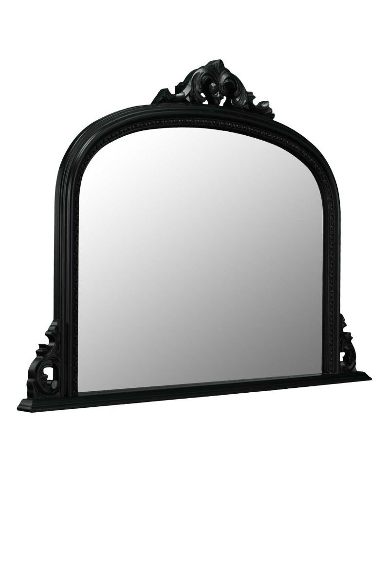Large Antique Style Arched Black Overmantle Wall Mirror Wood 4ft2 X 3ft Regarding Arch Oversized Wall Mirrors (View 3 of 15)