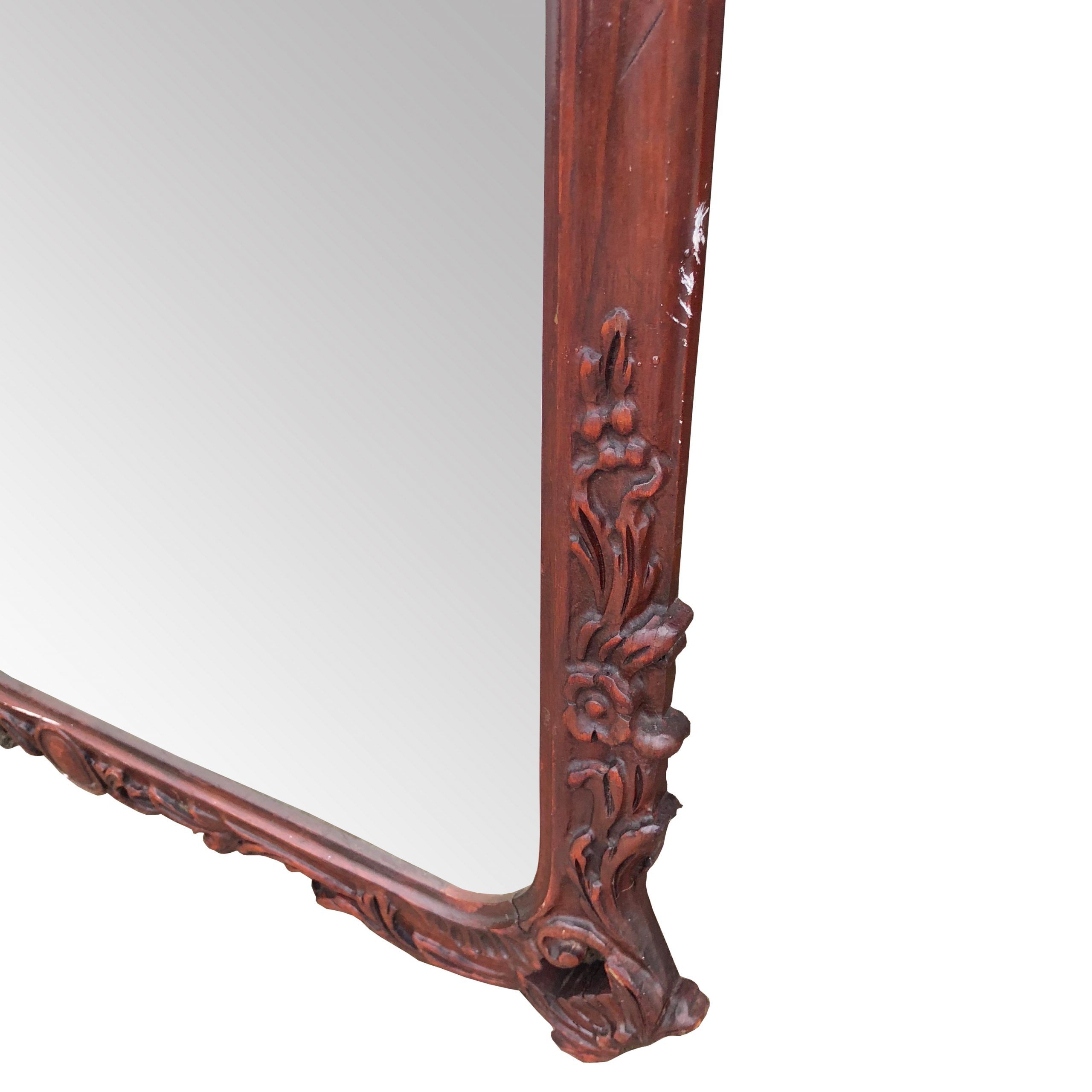Large Antique Victorian Heavily Carved Walnut Wall Mirror 2x4 For Walnut Wall Mirrors (View 12 of 15)