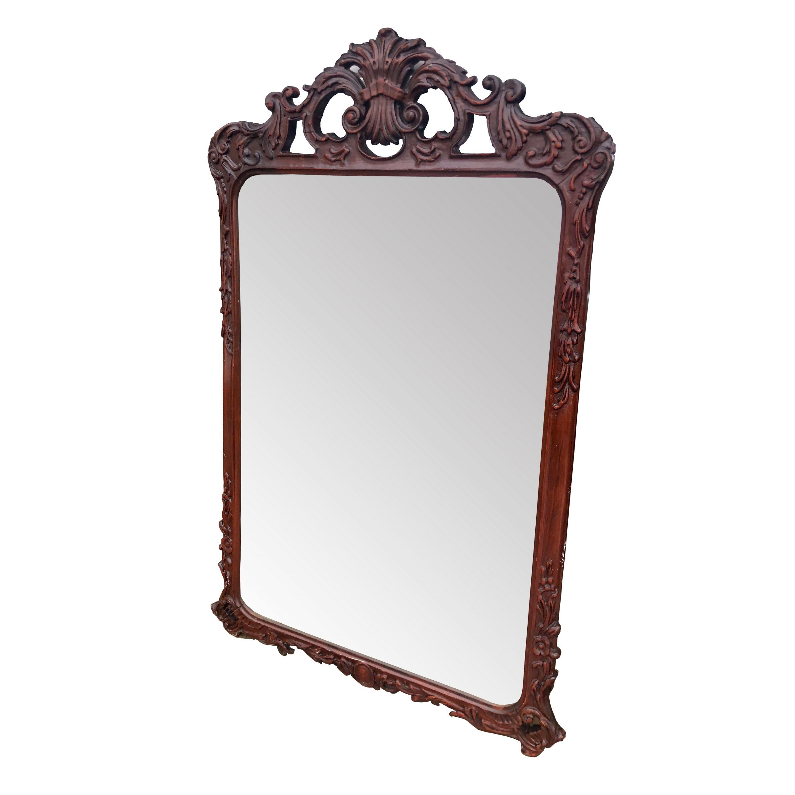 Large Antique Victorian Heavily Carved Walnut Wall Mirror 2x4 Pertaining To Walnut Wall Mirrors (View 1 of 15)
